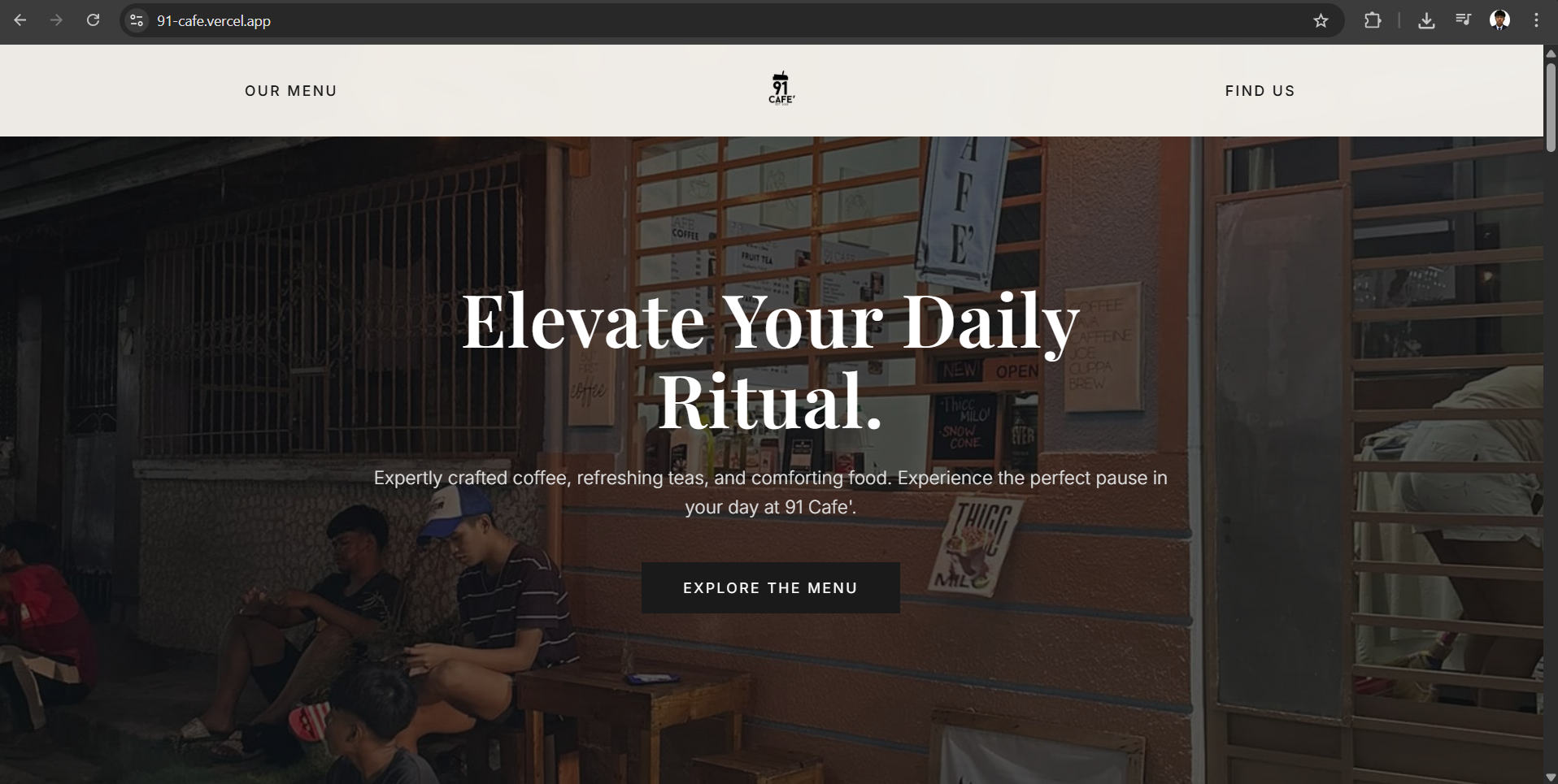 Preview of 91 Cafe E-commerce Website