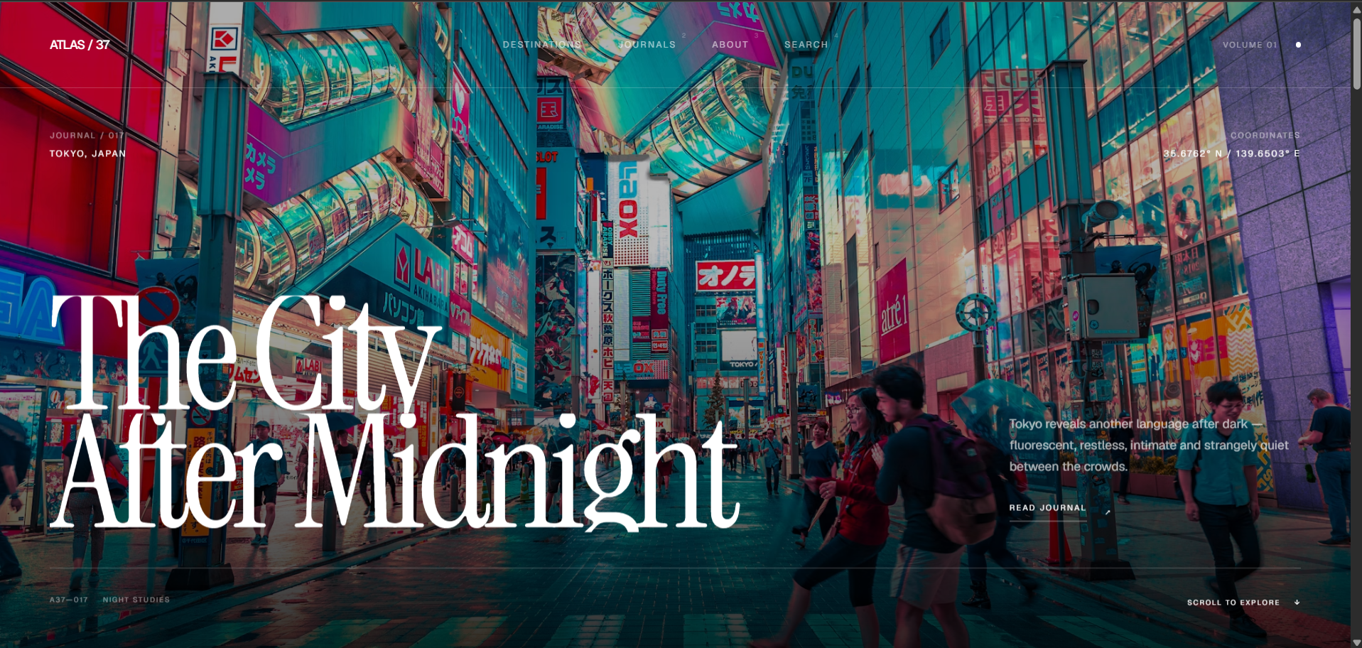 Atlas / 37 travel editorial website interface preview