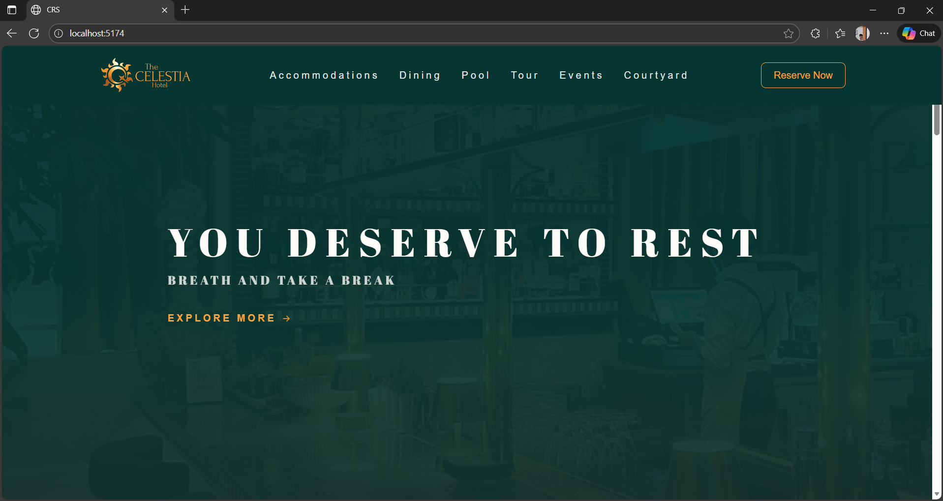 Preview of Celestia Hotel Web Application